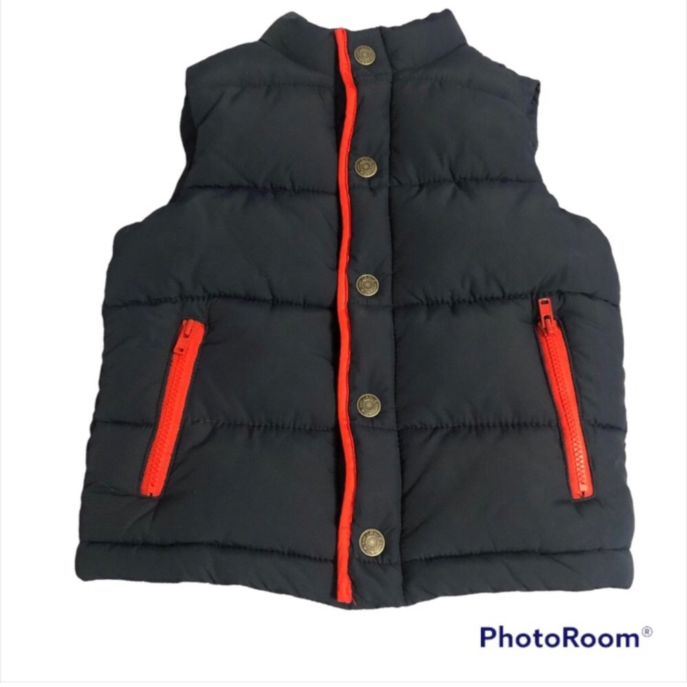 Janie and Jack Navy Red Accents Puffy Vest 2T Unisex Toddler